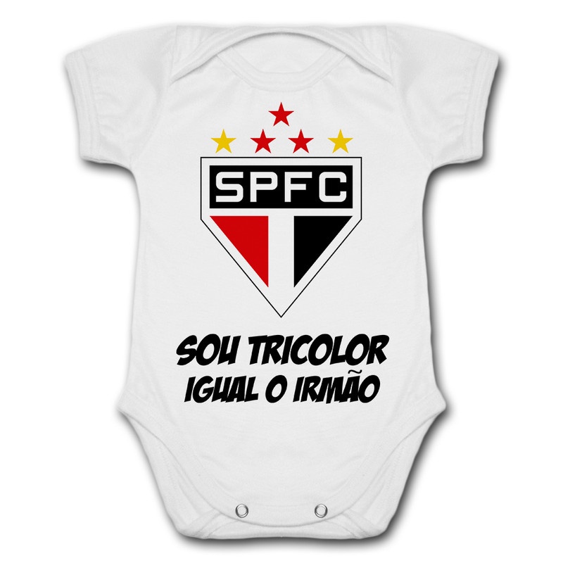 Body de Bebê Personalizado São Paulo Sou Tricolor Igual o Irmão