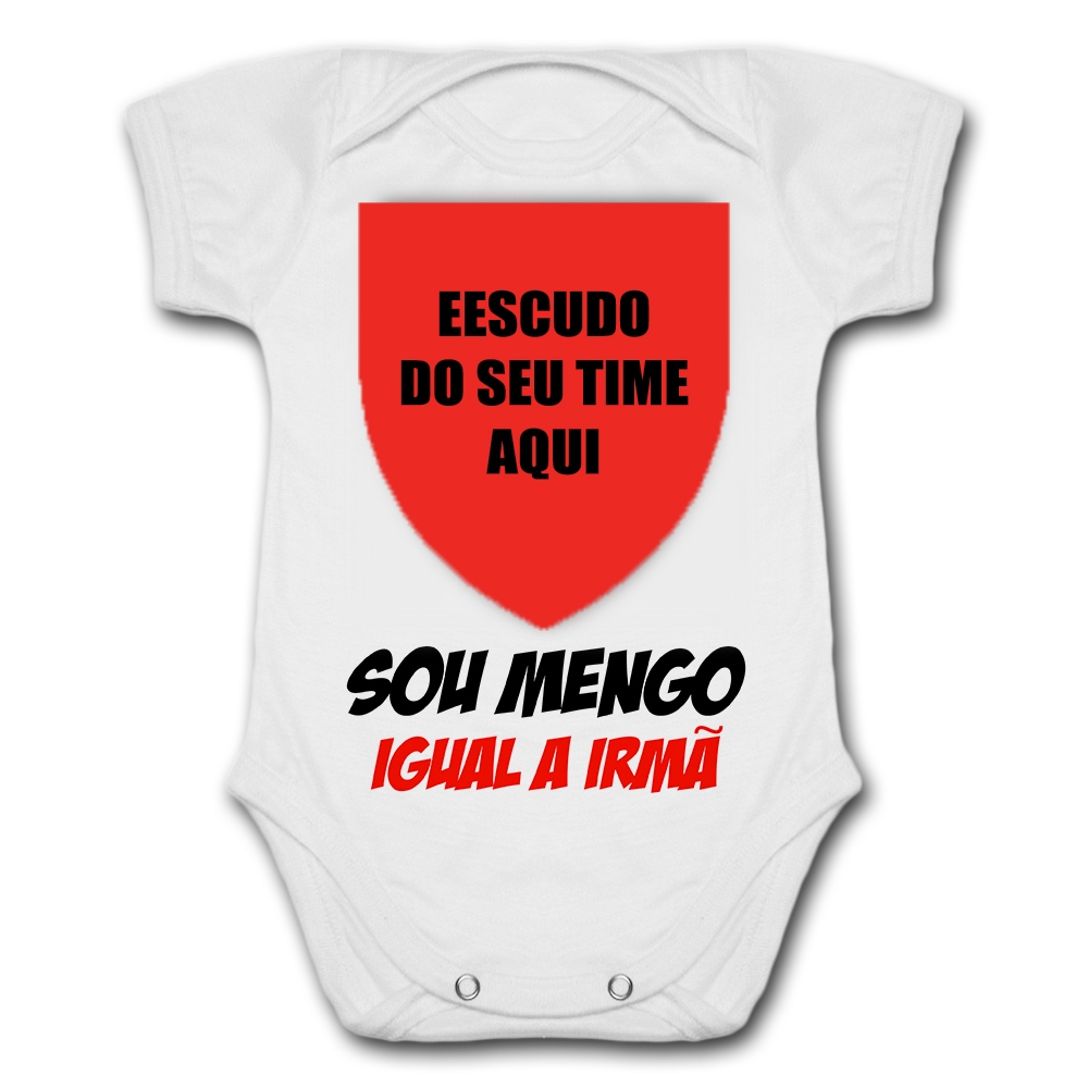 Body de Bebê Personalizado Com Nome e Número Sou M&ng0 Fl4m3ng0 Igual A Irmã