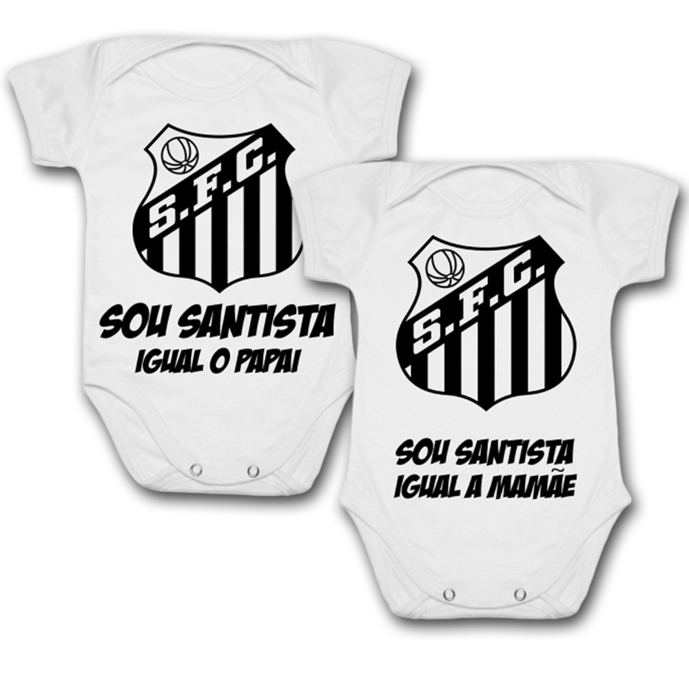 Body de Bebê Personalizado Santos Sou Santista Igual o Papai Mamãe