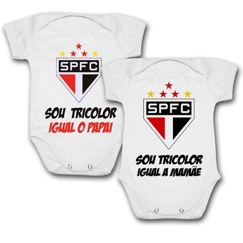 Body de Bebê Personalizado São Paulo Sou Tricolor Igual o Papai Mamãe