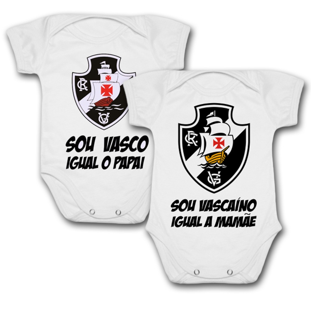 Body de Bebê Personalizado Vasco Sou Vascaíno Igual o Papai Mamãe