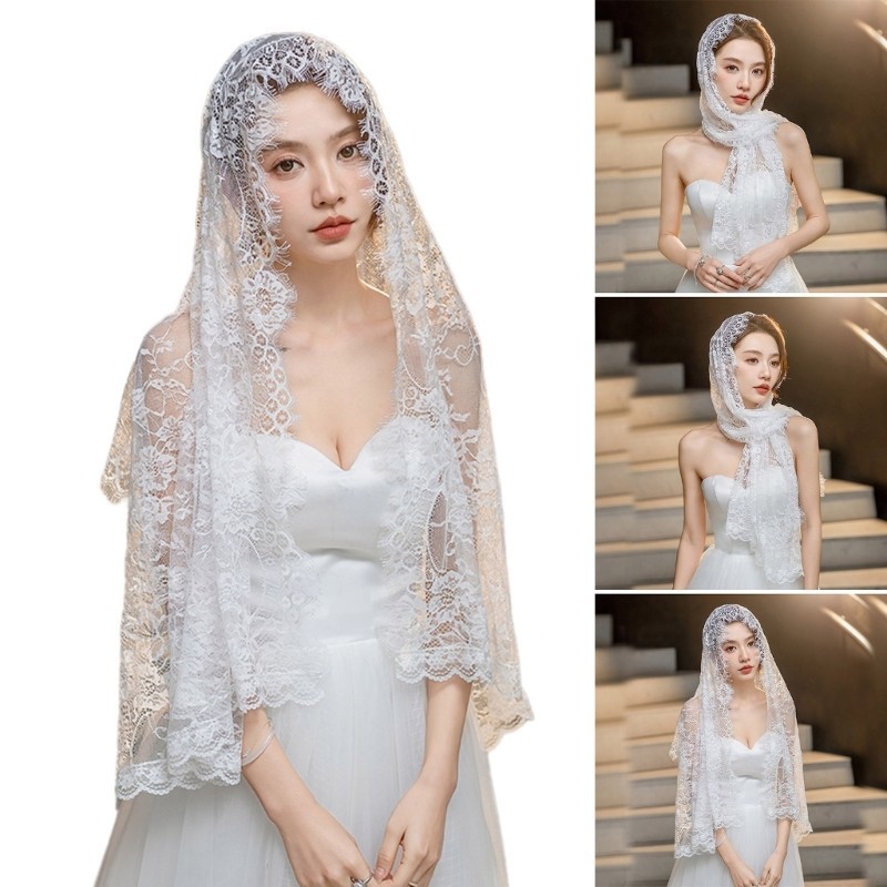 Muslims Lace Wedding Veils Mantilla Wedding Bride Head Covering Veils