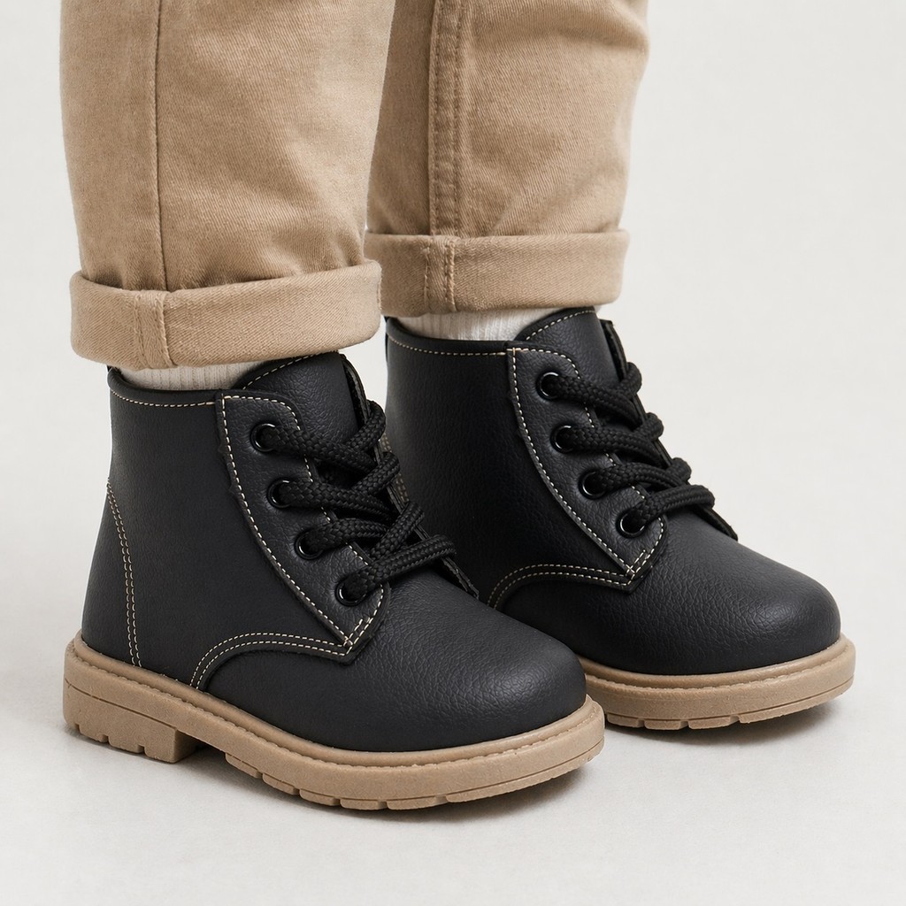 Bota Infantil Menino Coturno Castanho e Preto Tamanho 20 ao 34 Confortavel