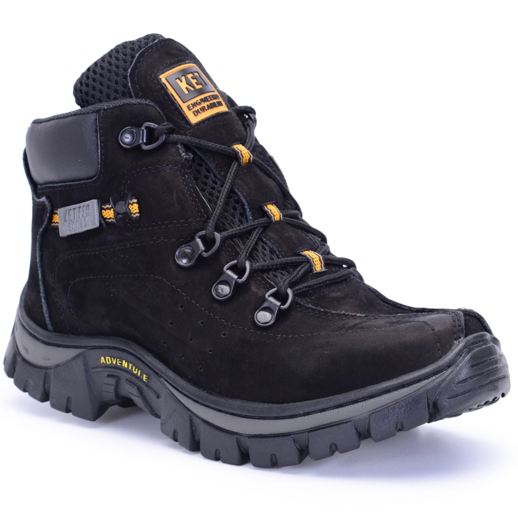 Coturno Tenis Couro Legitimo Masculino Tamanhos Especiais Adventure Preto