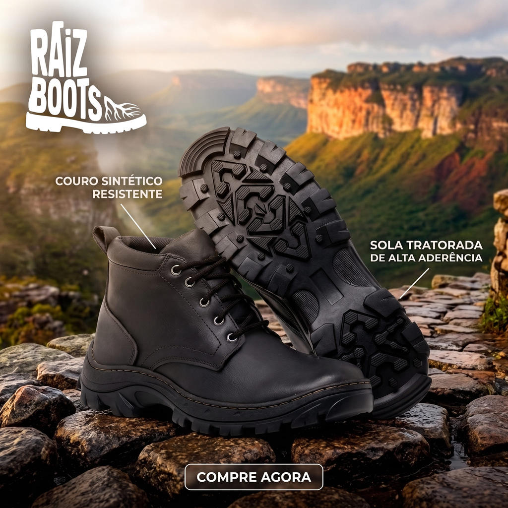 Coturno CAT Masculino Preto Cadarço Solado Tratorado Tamanhos 37 ao 44