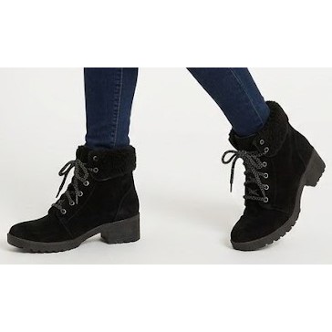 Bota de Cano Curto Coturno Tratorado Feminino Camurça Preto Tamanho 37