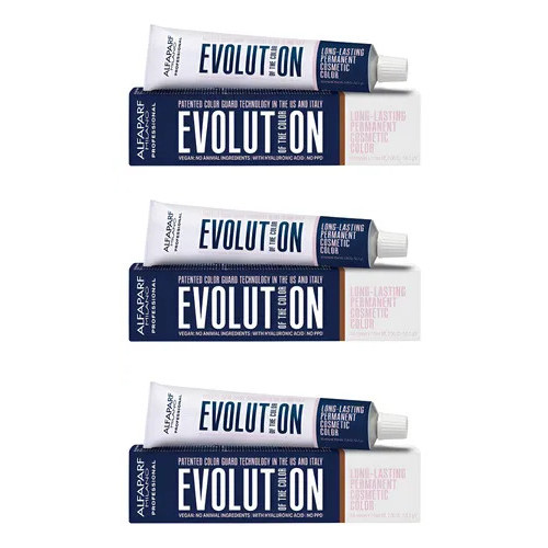 Kit 3 Tintas Evolution Color Alfaparf - Coloração Vegana Cobre Até 100% Dos Brancos - Todas As Cores