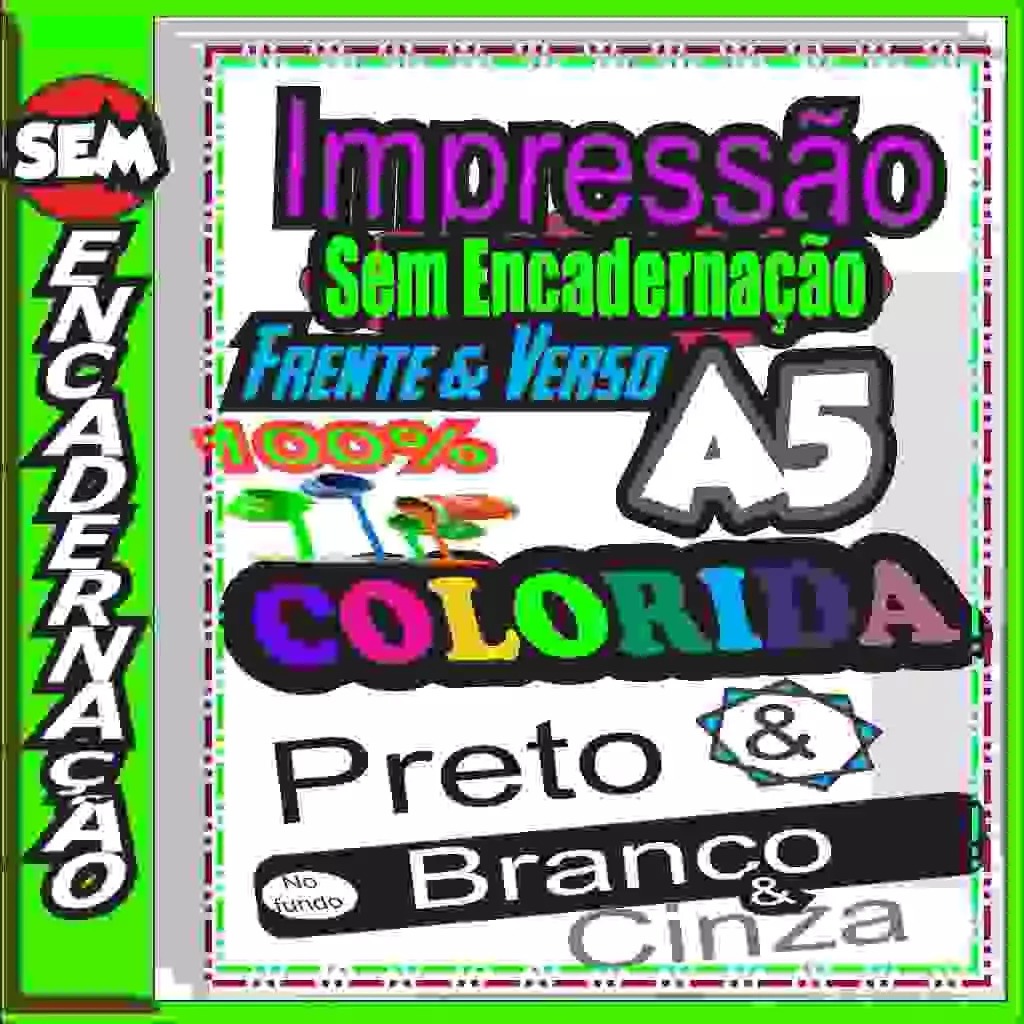 Impressão em Folhas A5 até 100 Páginas em Frente e Verso Color  SEM ENCADERNAÇÃO