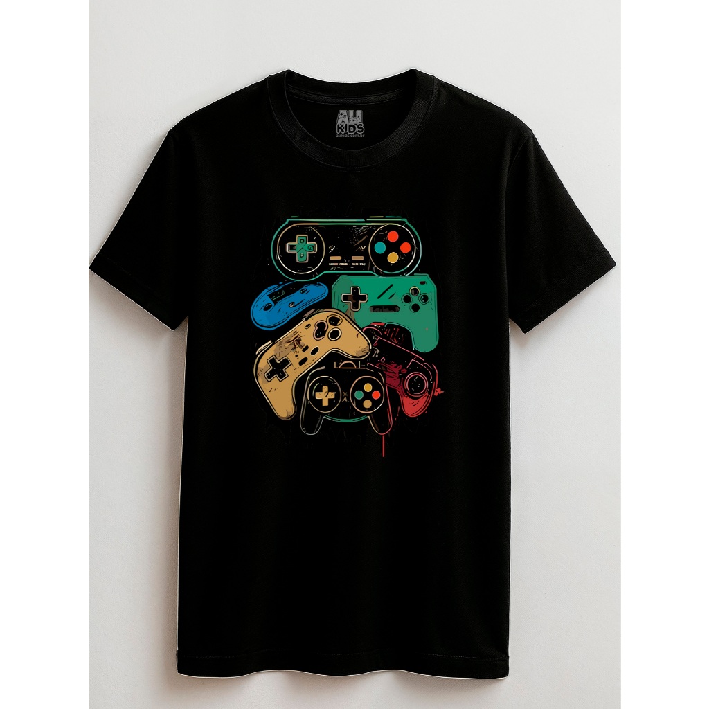 Camisa T-shirt Juvenil e Infantil 2 ao 16 anos Game Color 100% Algodão