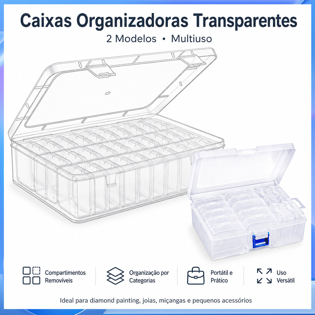 Engrossado anti-choque Flip pequena caixa quadrada conjunto anti-poeira visível pequena peça caixa de armazenamento port
