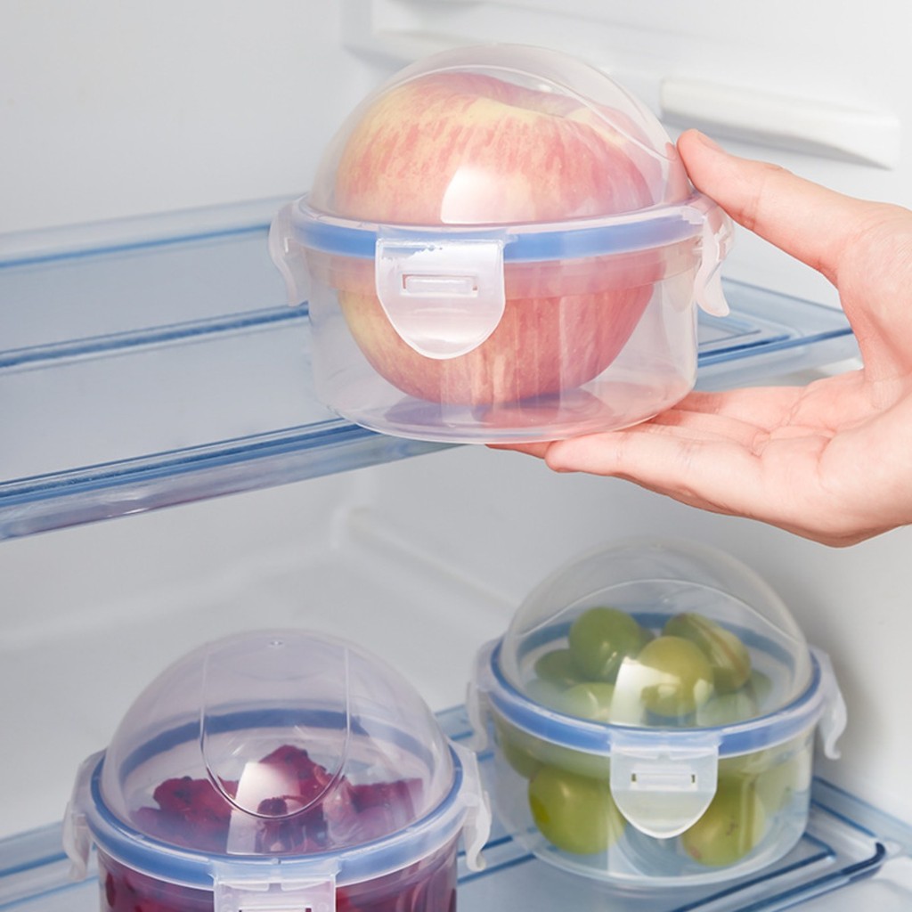 Mini caixa de armazenamento portátil de maçã, pequena capacidade, redonda, transparente, cebola de frutas com corda port