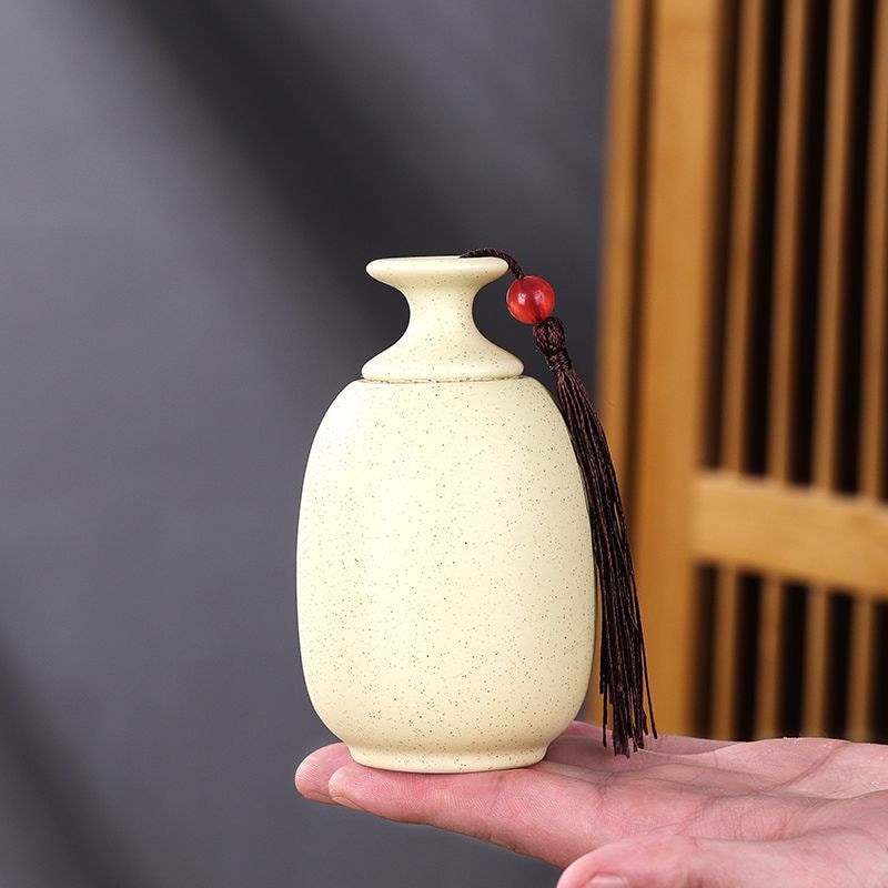 Retro pequena garrafa de porcelana cerâmica selada jar Mini cerâmica portátil medicina chinesa em pó pílula cápsula port