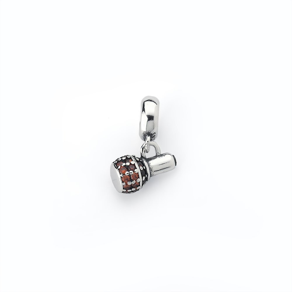 Berloque Frasco de Esmalte Cravejado Prata 925