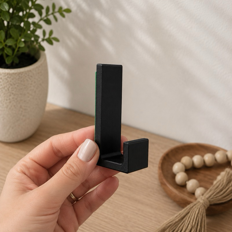 Cabide Gancho Adesivo de Parede com Fita Dupla Face 3M para Toalhas Banheiro Cor Preto Branco Porta