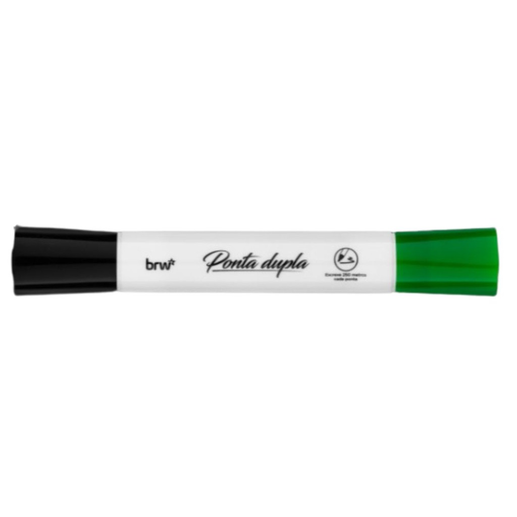 MARCADOR PINCEL CANETAO PARA QUADRO BRANCO 2 EM 1 PONTA DUPLA 2 CORES VERDE E PRETO - BRW