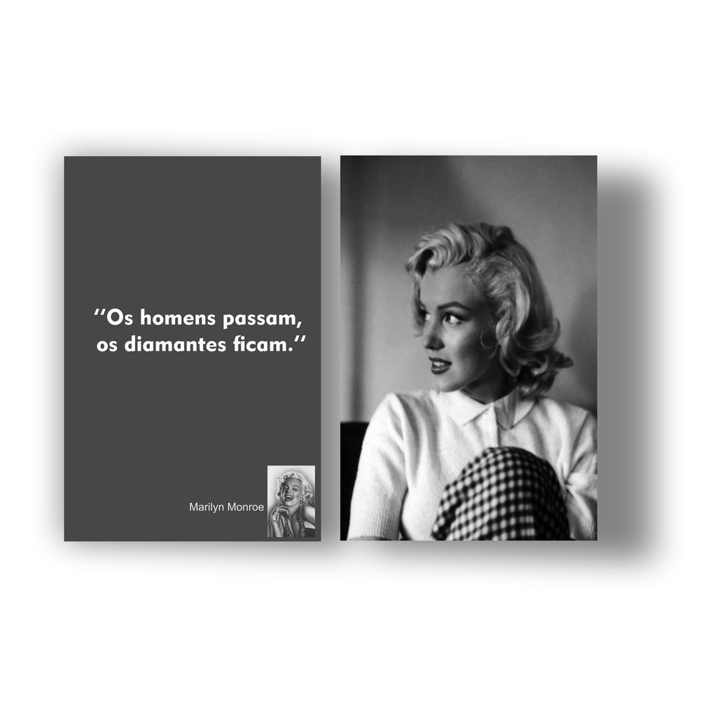Plaquinhas Dupla Decorativas Frases Marilyn Monroe Preto E Branco