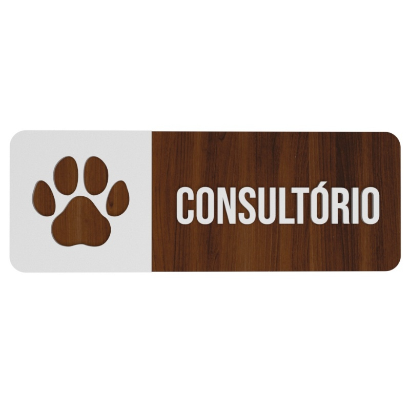 Placa Porta Parede Indicativa Sinalização Consultório Clinica Pet MDF