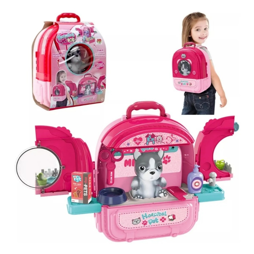 Mochila Hospital Pet Cat 2 em 1 – Banho, Tosa e Clínica Veterinária