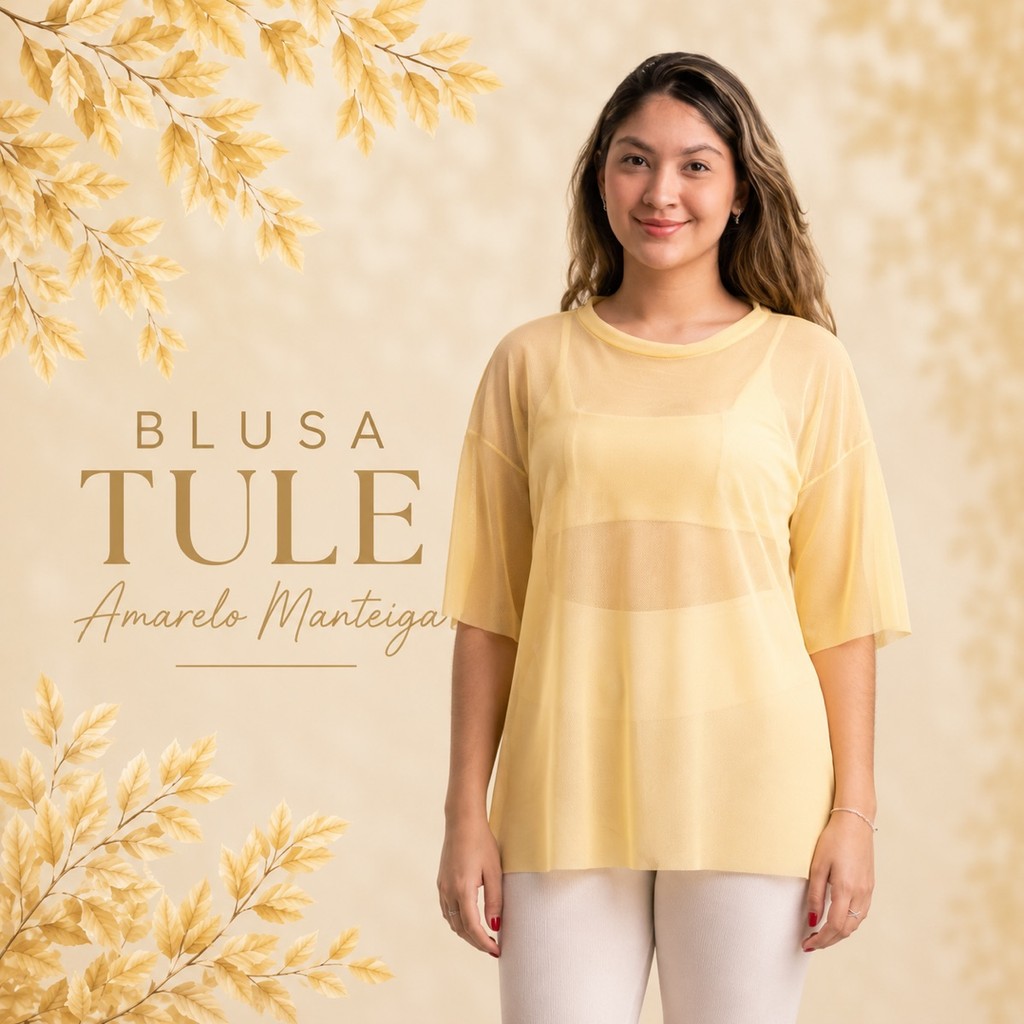 Blusa Tule Amarelo Manteiga