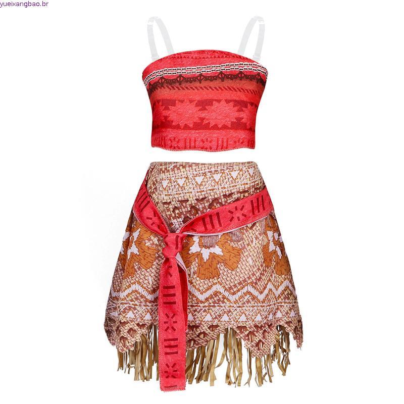 Summer Beach Girl Tank Top Princesa Moana Dress Up Cosplay Roupas de Halloween das crianças QUOH