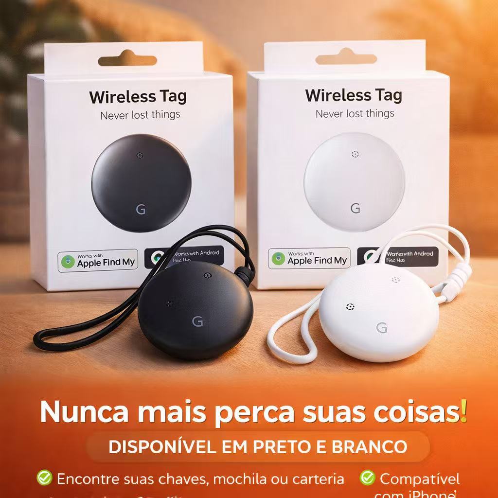 Localizador Bluetooth Smart Tag Compatível Apple Find My e Android Find Hub – Preto ou Branco