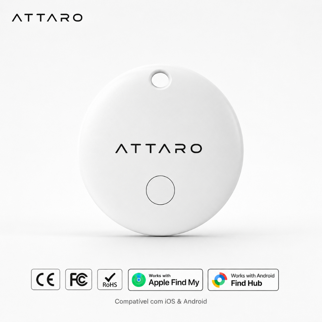 Localizador Inteligente ATTARO Track T1 Compatível com Apple Find My e Android Find Hub Bluetooth