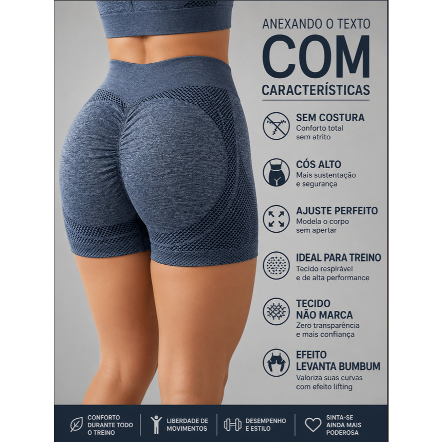 Shorts Levanta Bumbum Feminino Academia Fitness Cintura