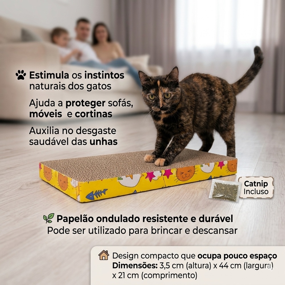 Arranhador Para Gatos Papelão Reto Com Catnip Brinquedo Interativo Resistente Antiarranhões