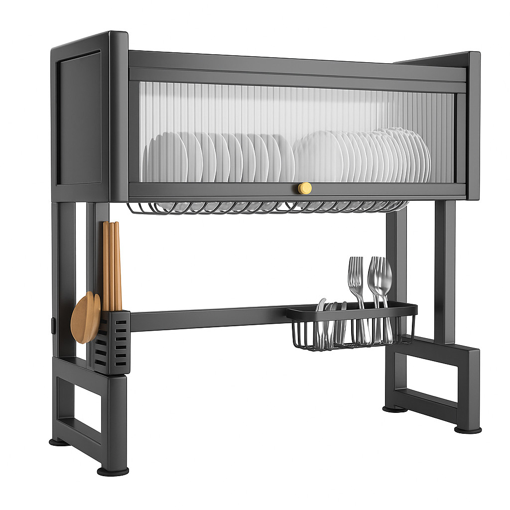 Escorredor De Louça Suspenso Grande Modular Em Aço Carbono À Prova De Poeira