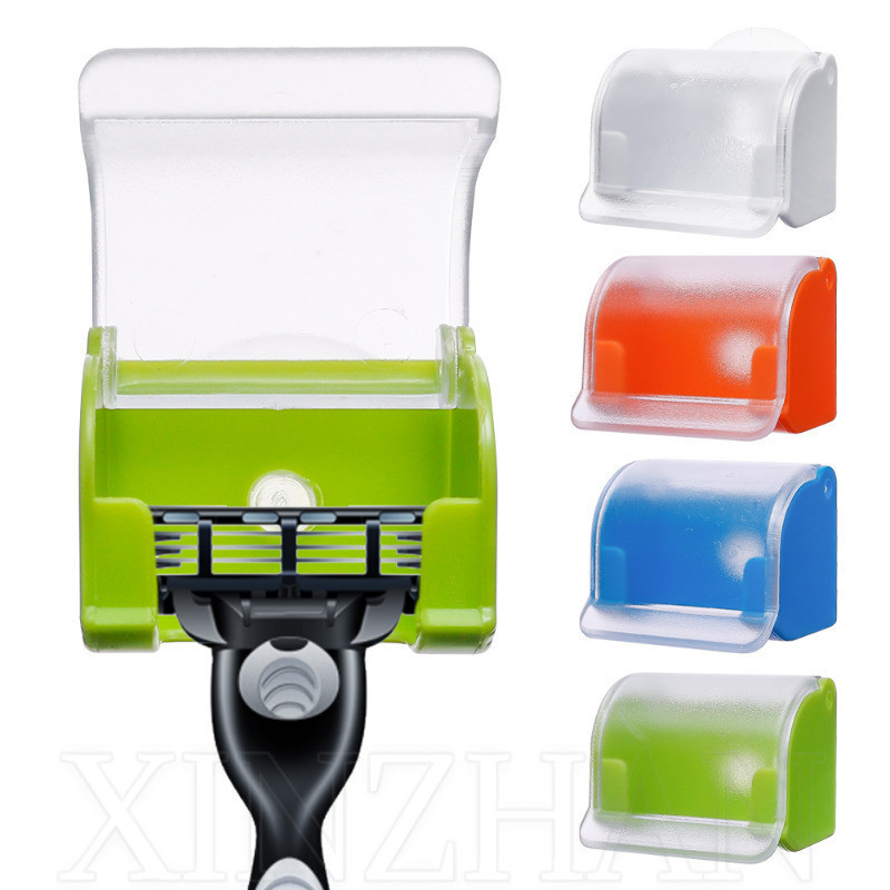 Rack De Barbear Masculino Com Tampa-Porta Barbeador Autoadesivo , Sem Furos , Montado Na Parede-Impermeável , À Prova De Poeira , Portátil-Cabide-Organizador De Banheiro Doméstico