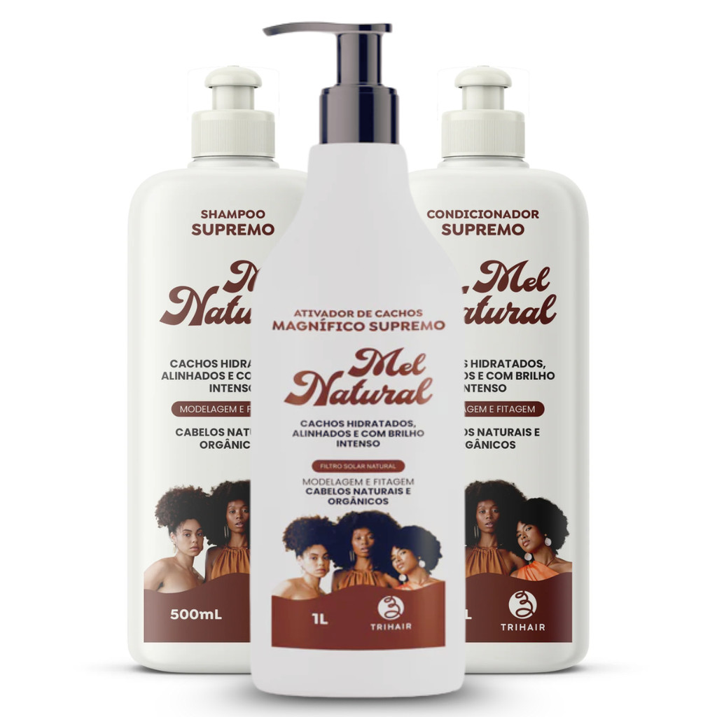 Ativador 1Litro + Shampoo e Condicionador Mel Natural 500ml