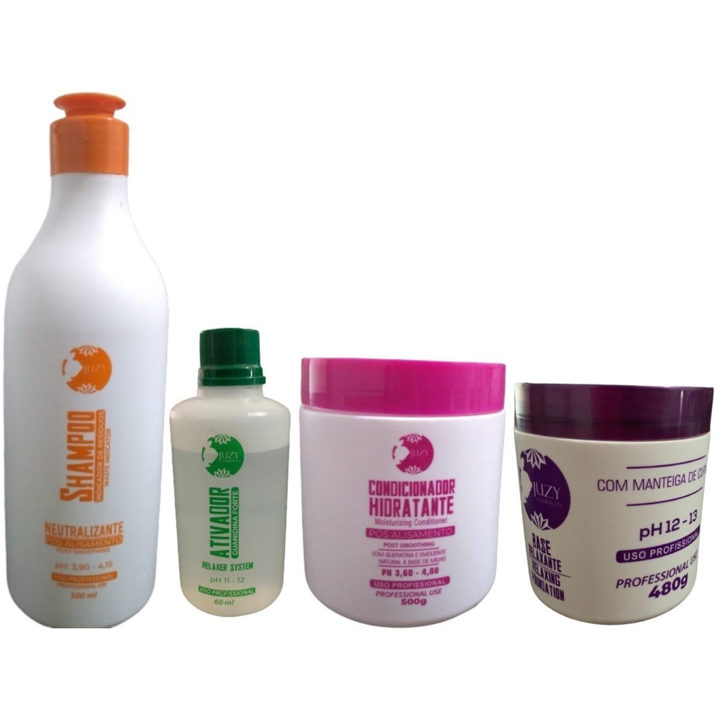 Shampoo 500ml + Base 480g + Mascara 500g + 4 Ativador Juzy