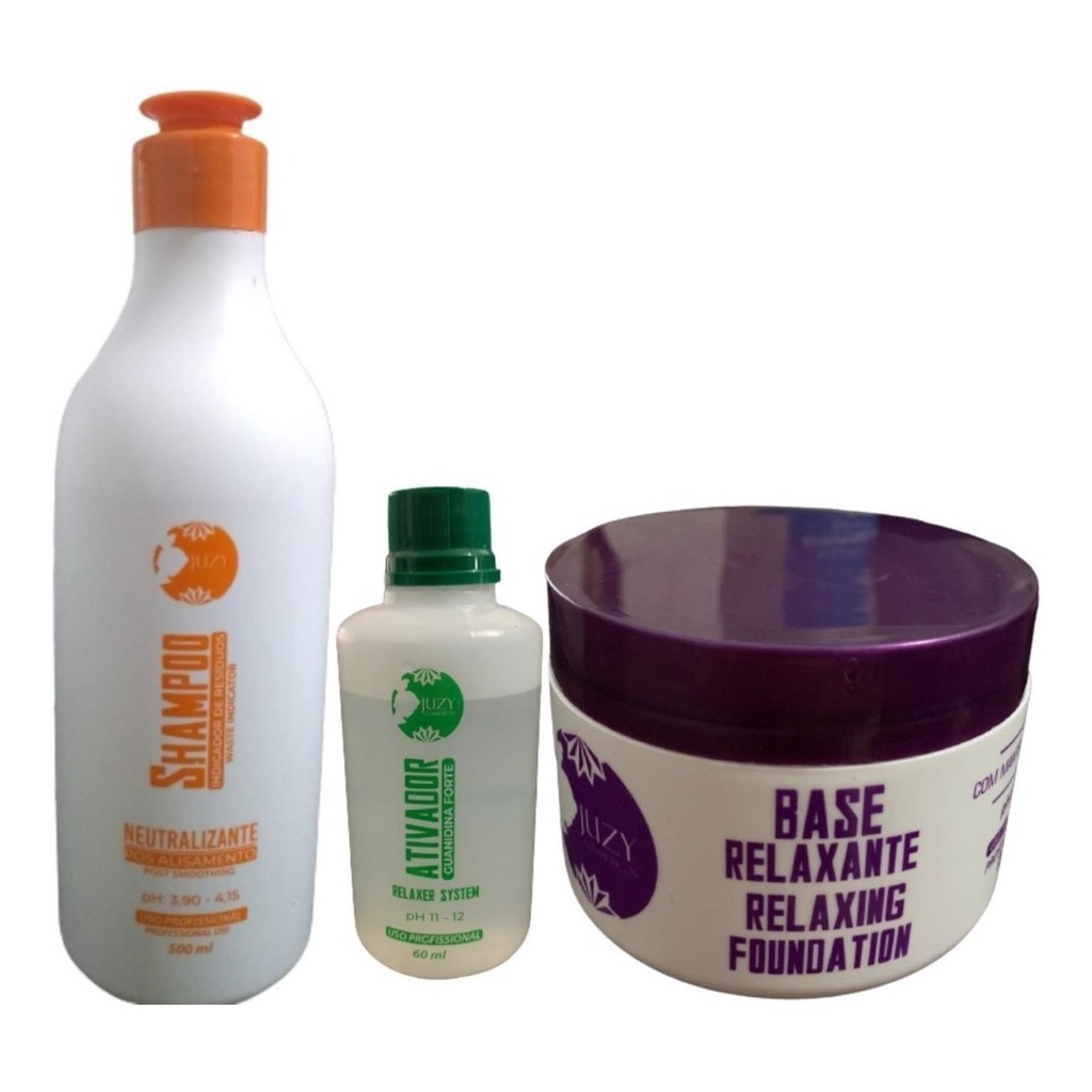 Kit Base Relaxante 240g + 2 Ativador 60ml + Shampoo 500ml