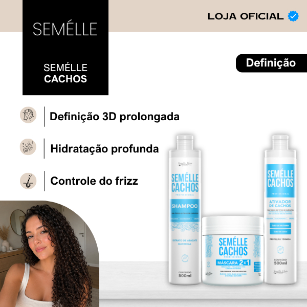 Kit Cachos Definição Poderosa Shampoo + Máscara Antifrizz + Ativador 500ml Hidratação Profissional
