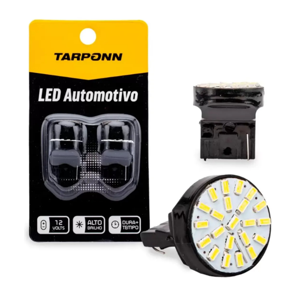 Par Lâmpada LED T20 1 Polo Luz de Ré Automotiva 6000K Super Branca Lanterna Traseira Setas Alta Potência