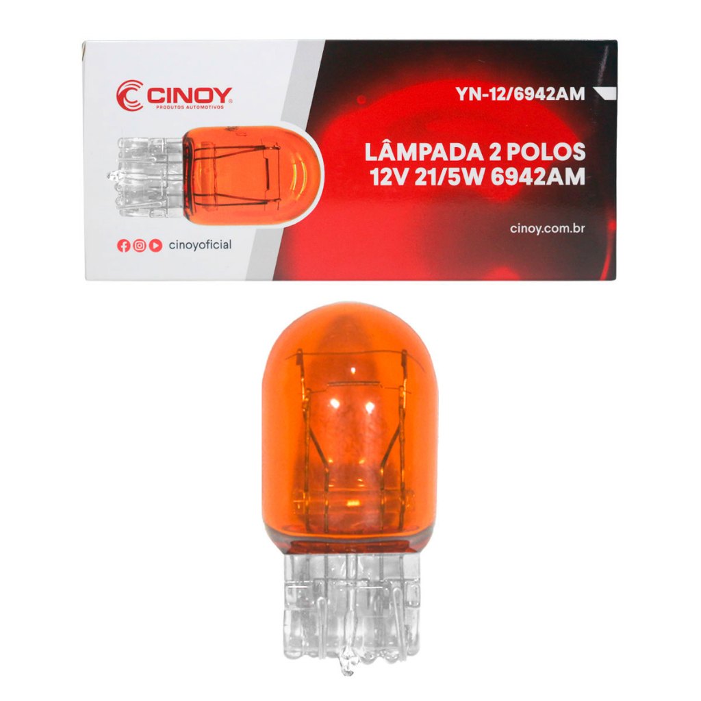 Lampada Super Pingão T20 12V 21/5W Ambar 2 Polos Automotiva