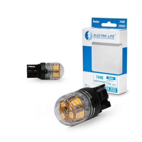 Par Lâmpada T20 Wy21w 2835 15Smd 380 Lúmens Ambar Automotivo