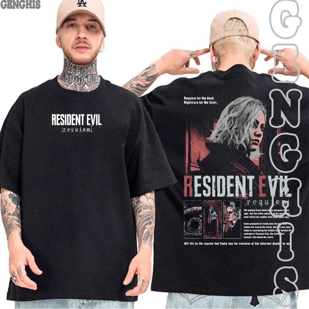 Camiseta Resident Evil Requiem Grace Ashcroft Lançamento Jogo Zumbi Historia Camisa Basica e Oversized Plus Size Unissex