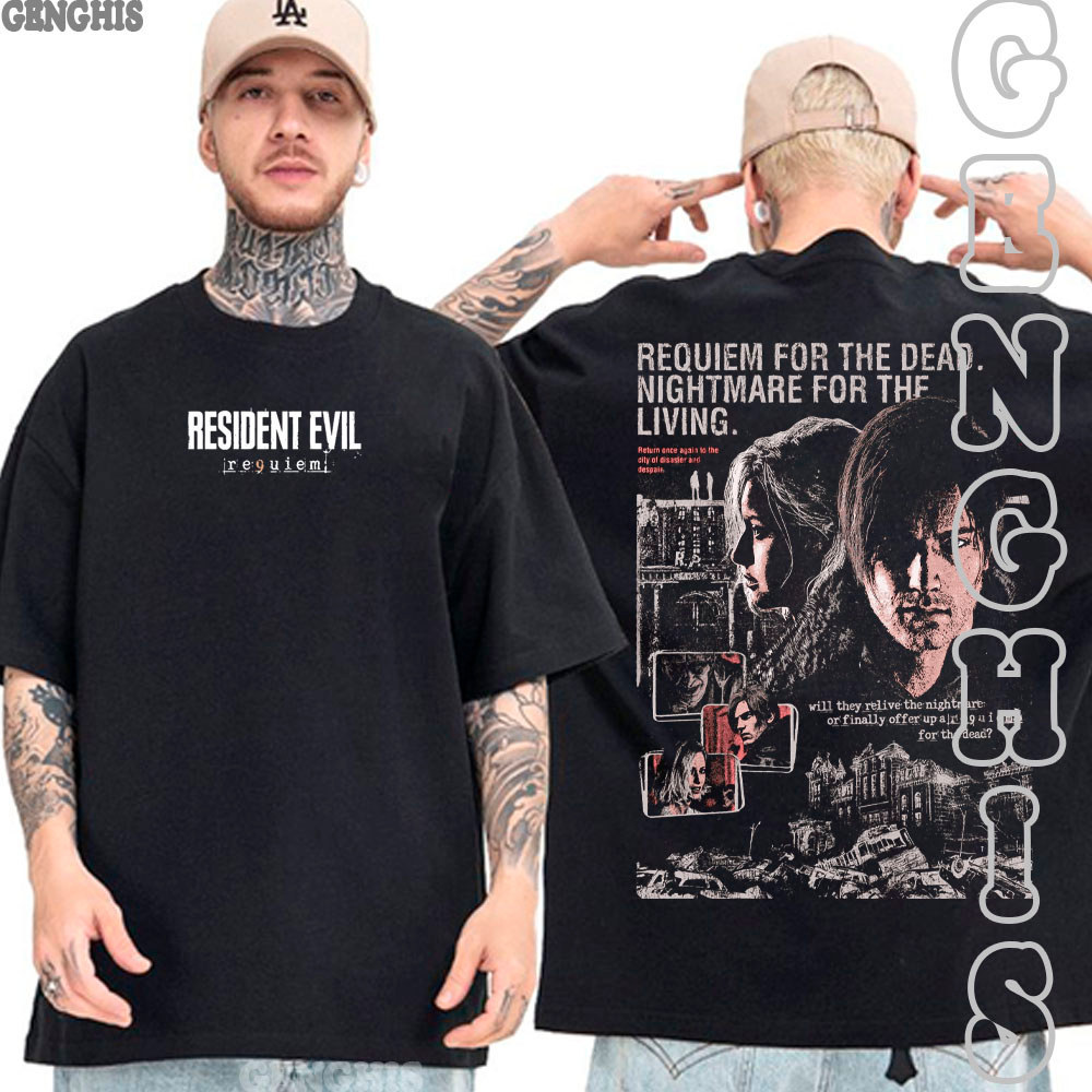 Camiseta Resident Evil Requiem 9 Jogo Game Zumbi Grace e Leon Camisa Basica e Oversized Unissex