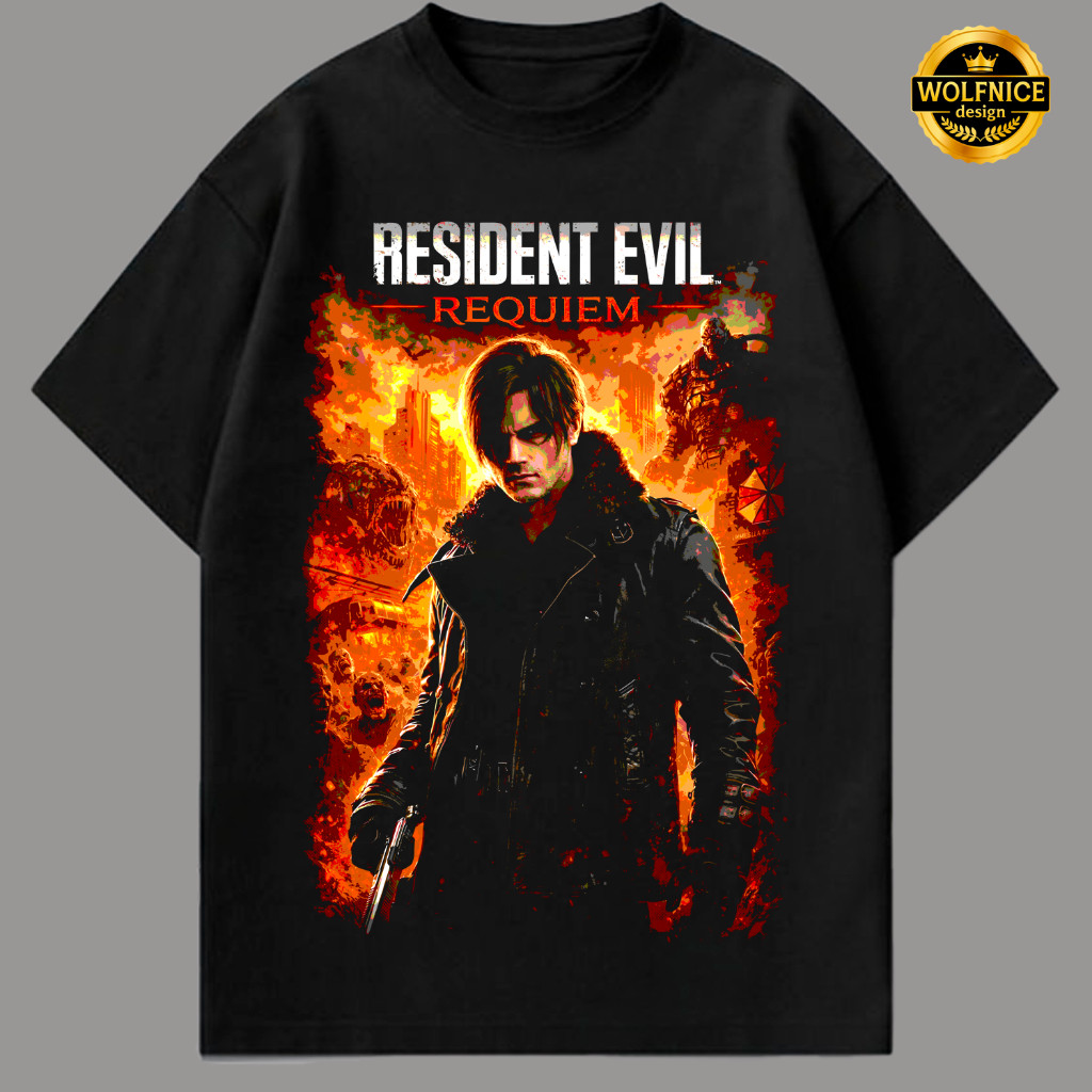 Camiseta resident evil requiem leon Unissex algodão