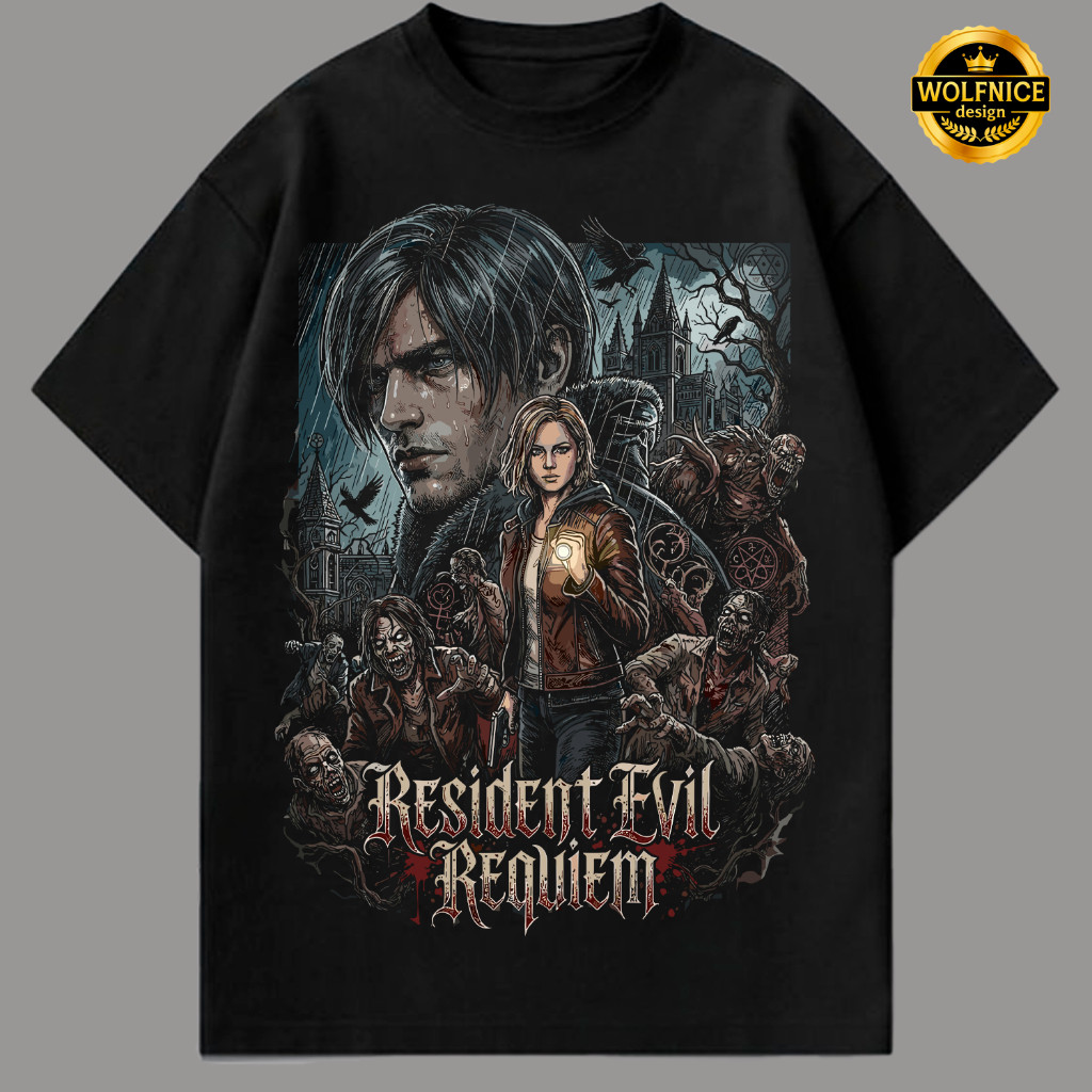 camiseta resident evil requiem algodão unissex