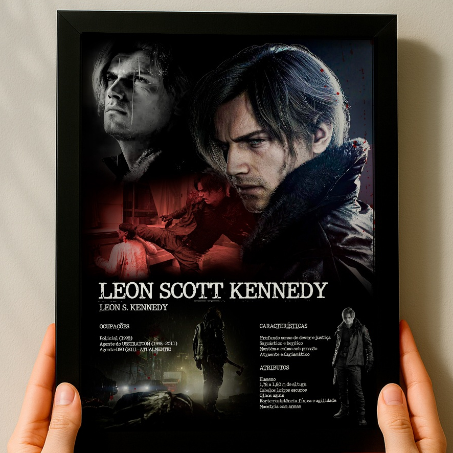 Quadro Resident Evil Requiem Leon Scott Keneddy A4 ou A5
