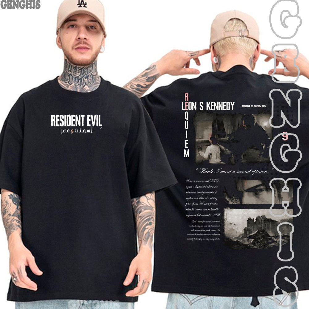 Camiseta Resident Evil Requiem 9 Leon Jogo Game Zumbi Terror Camisa Basica e Oversized Unissex