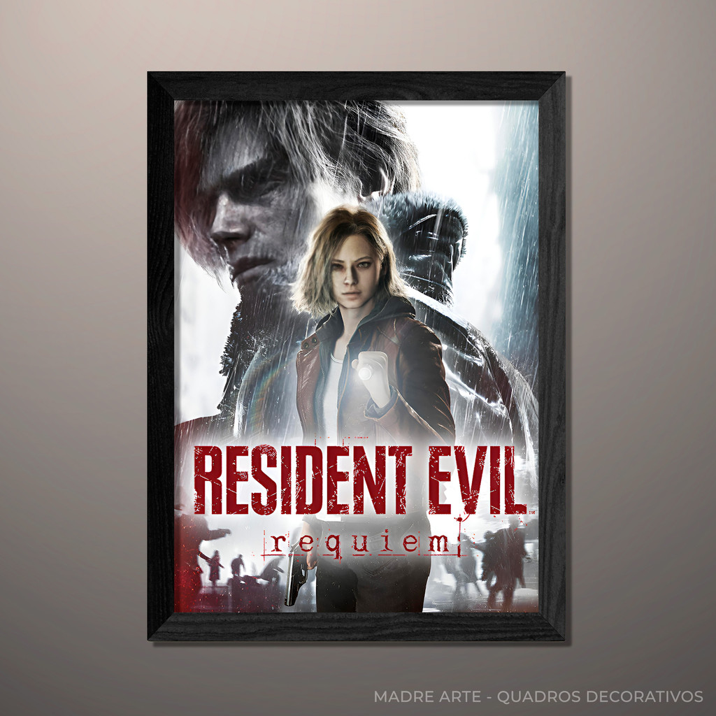 Quadro Decorativo Resident Evil Requiem A4 Com Vidro