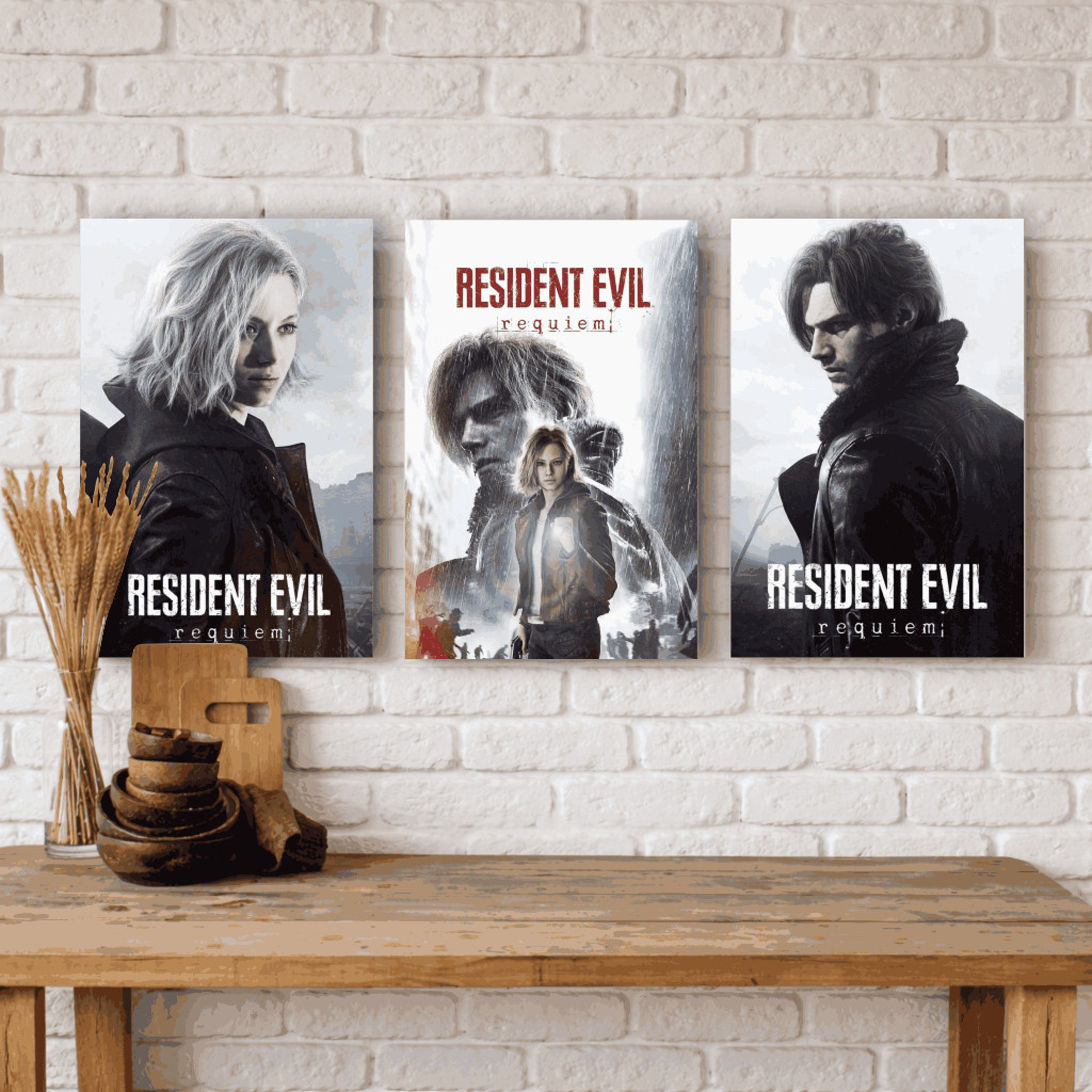 Quadro decorativo resident evil leon grace poster decoração gamer para quarto fã jogos requiem