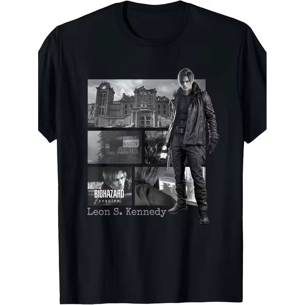 Camiseta Masculina Feminina Oversized Estampa Resident Evil Leon Kennedy Requiem Raccoon City T-shirt Streetwear