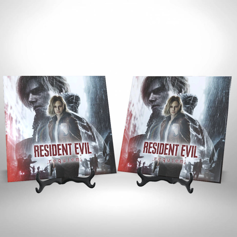 Azulejo Premium Personalizado Resident Evil Requiem 20x20 cm - Com Suporte