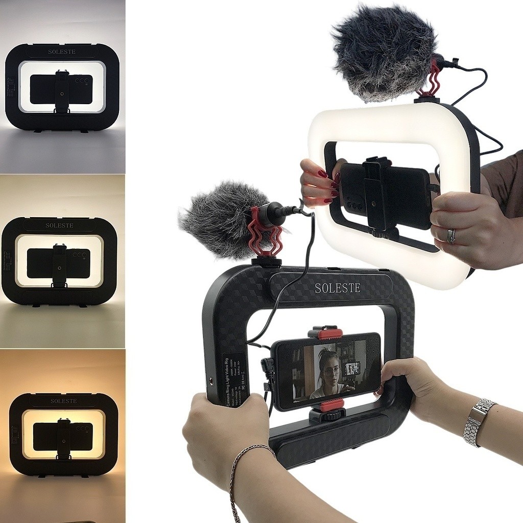 Iluminador LED Soleste SC240 – Gaiola Multifuncional para Celular, DSLR e Mirrorless S