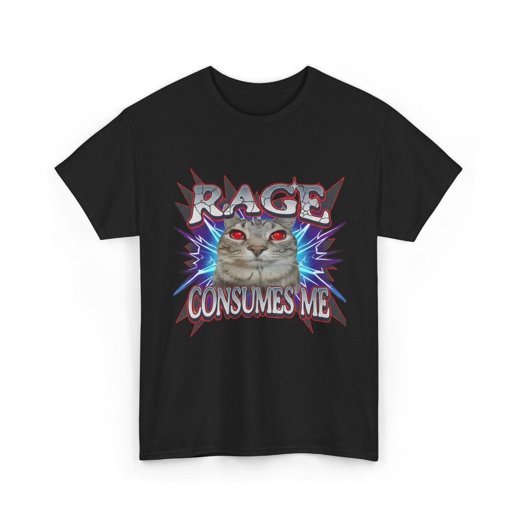 Camiseta Unisex Preta com Estampa de Gato e Letras