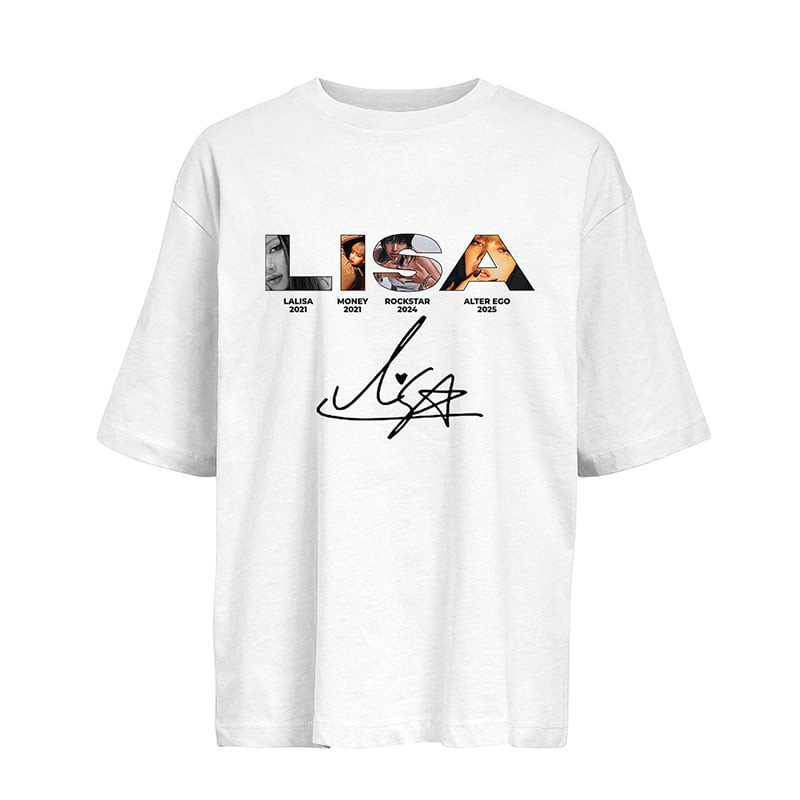 2026 Camiseta Lisa Blackpink Assinatura Camisa Kpop Retrospectiva Envio Imediato